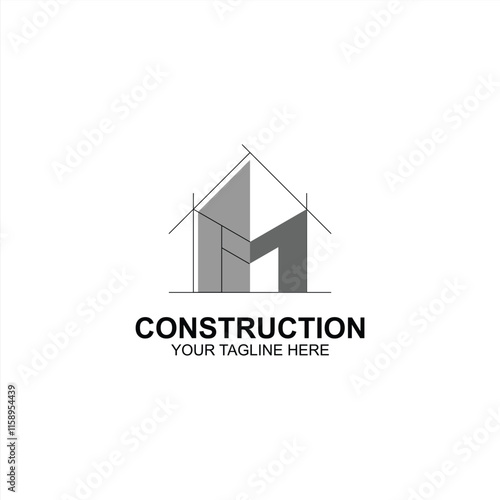 construction logo m initial icon with creative vector illustration