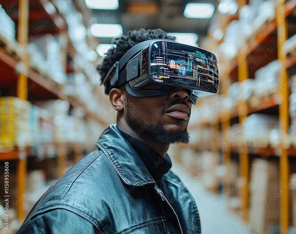 Futuristic Worker with AR Glasses Futuristic Worker with AR Glasses