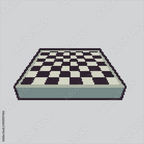 Pixel art illustration Chess Board. Pixelated Square Chess Board. Square Chess Board Black and White Icon pixelated for the pixel art game and icon for website and video game. old school retro.