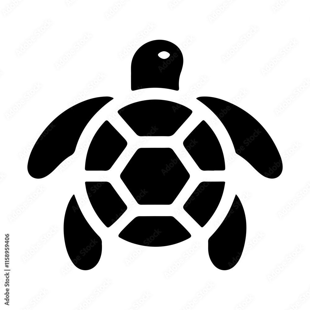 Obraz premium Monochrome Turtle Silhouette Icon in a Minimalist Style for Versatile Design Applications