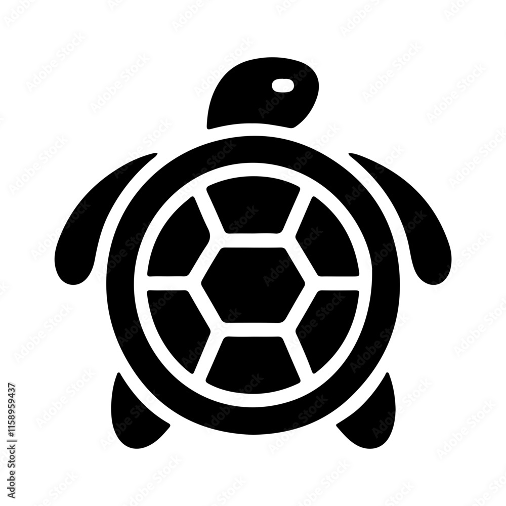 Obraz premium Monochrome Turtle Icon Vector with Minimalist Silhouette Design for a Clean and Modern Look