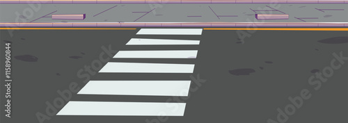 Crosswalk. Pedestrian Crossing Road. Zebra Crossing. Vector Illustration.