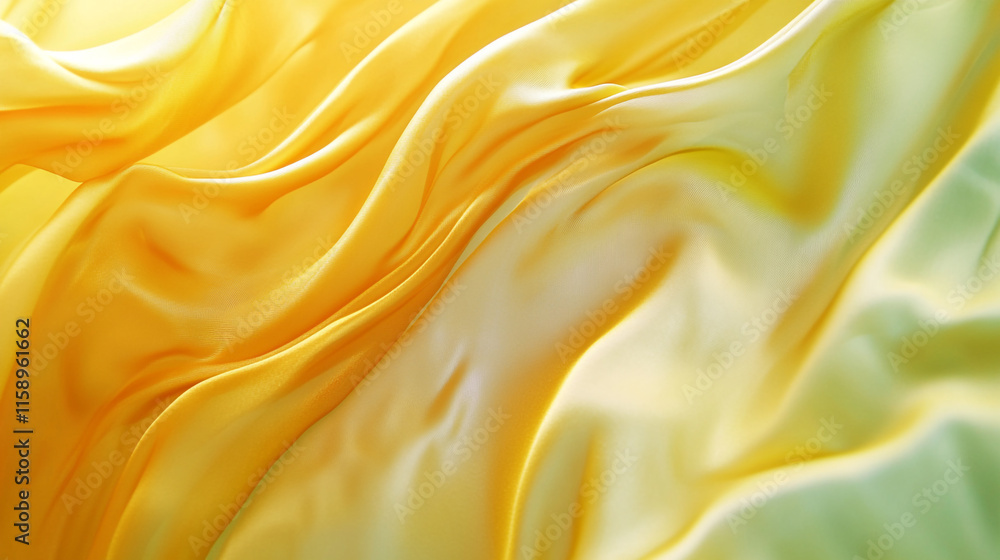 Soft yellow silk fabric drapes elegantly in gentle waves, showcasing its rich texture and vibrant color under natural light Soft yellow silk fabric drapes elegantly in gentle waves, showcasing its rich texture and vibrant color under natural light