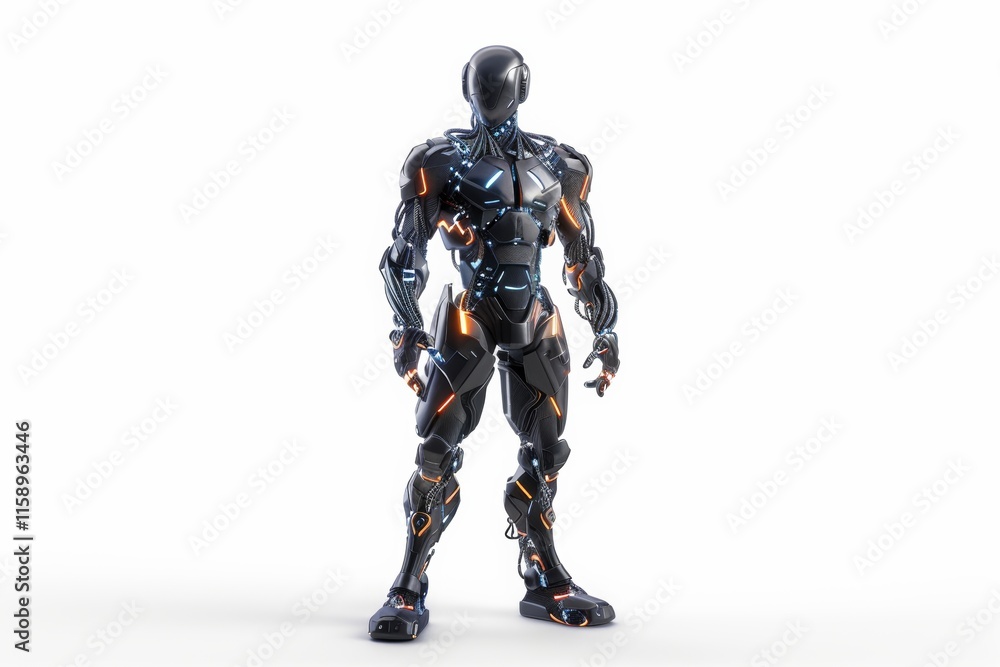 Futuristic cybernetic robot with neon lights Futuristic cybernetic robot with neon lights