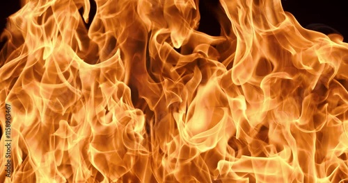 Flames of fire on black background in slow motion. Shot on super slow motion camera 1000 fps.