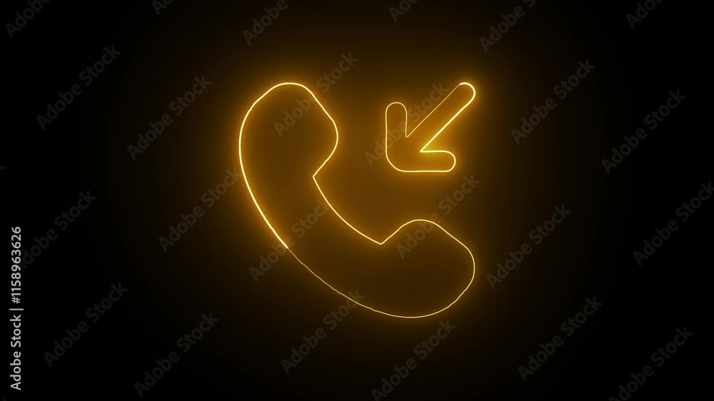 Glowing Neon Phone Call Icon Isolated on Black Background Glowing Neon Phone Call Icon Isolated on Black Background