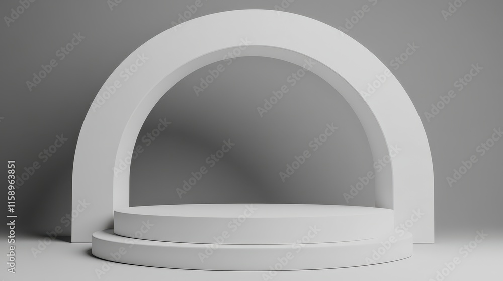 Abstract White Archway with Circular Platform Abstract White Archway with Circular Platform