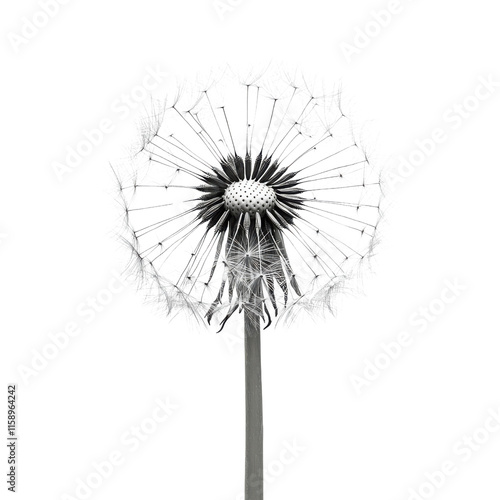 Wallpaper Mural Dandelion wild flower in black and white color on transparent background Torontodigital.ca