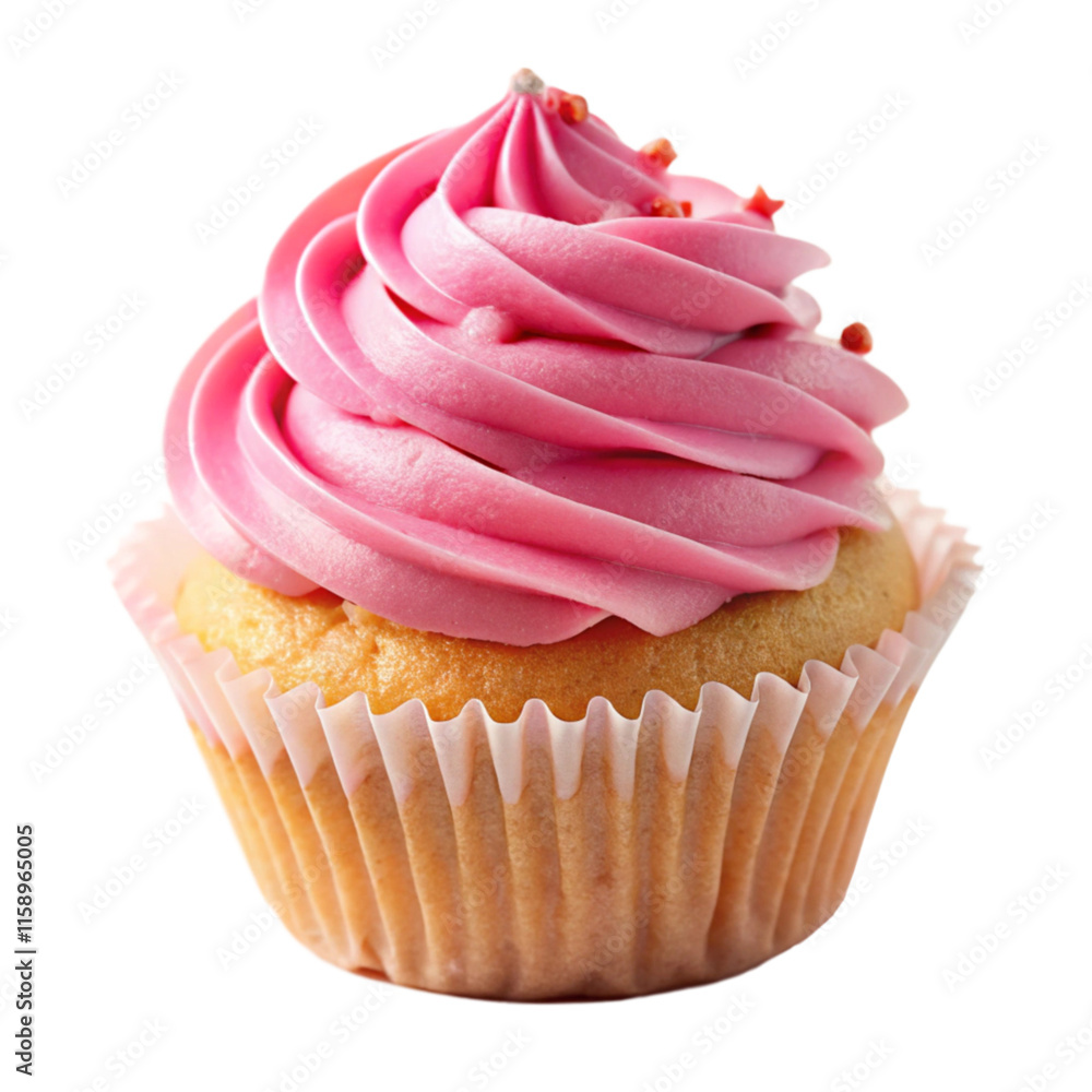 cupcake with pink icing on white background cupcake with pink icing on white background
