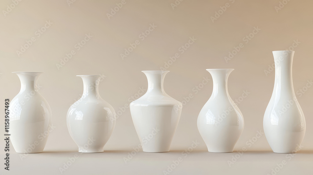 3D set of ceramic vases isolated on transparent background. Vector realistic illustration of white clay bottle, plastic cylinder urn, pottery jar with shadows, home interior design elements collection 3D set of ceramic vases isolated on transparent background. Vector realistic illustration of white clay bottle, plastic cylinder urn, pottery jar with shadows, home interior design elements collection