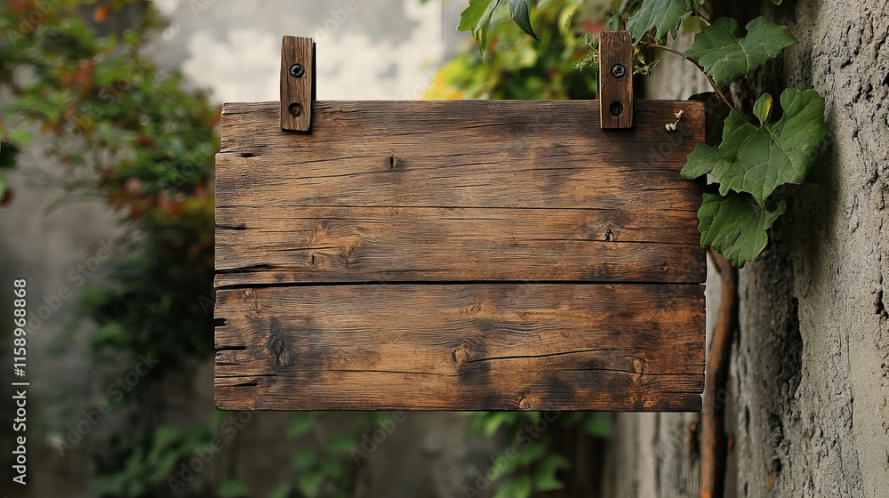 Fototapeta premium Vector realistic illustration of wooden signboard