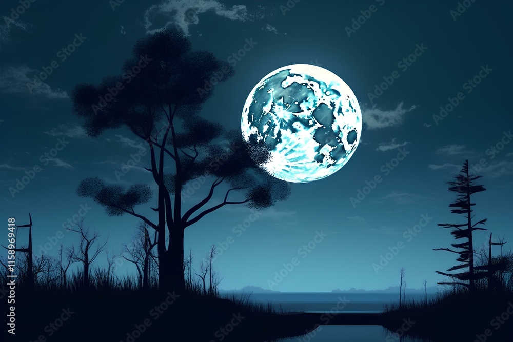 Naklejka premium halloween night landscape