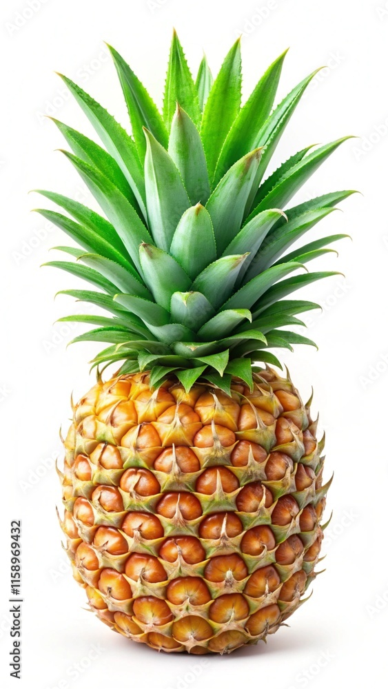 Fototapeta premium Fresh Ripe Pineapple Isolated on White Background – Tropical Exotic Fruit