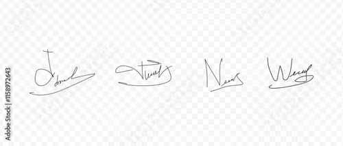 Fake signatures. Fake autograph. Signature calligraphy. Contrived signature. Drawing signature