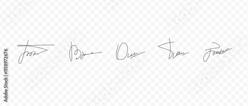 Fake signatures. Fake autograph. Personal signature calligraphy. Contrived signature. Drawing signature
