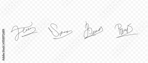 Fake signatures. Fake autograph. Personal signature calligraphy. Contrived signature. 