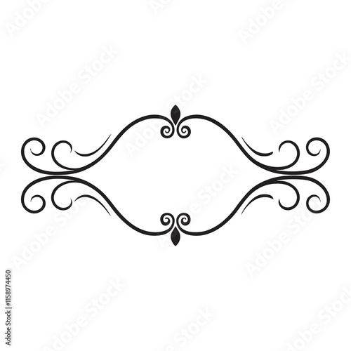 Elegant and Ornate Hand Drawn Swirl Divider Border Frame  Antique Orn Design - Perfect for Vintage Themes, Wedding Invitations, and Decorative Projects