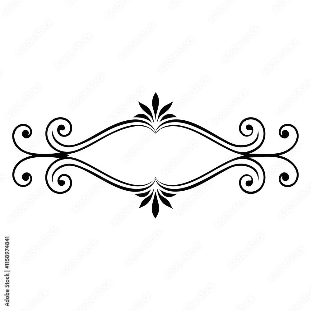 Elegant and Ornate Retro Scroll Divider Line Frame Editable Vector A Design - Perfect for Vintage Themes, Wedding Invitations, and Decorative Projects Elegant and Ornate Retro Scroll Divider Line Frame Editable Vector A Design - Perfect for Vintage Themes, Wedding Invitations, and Decorative Projects