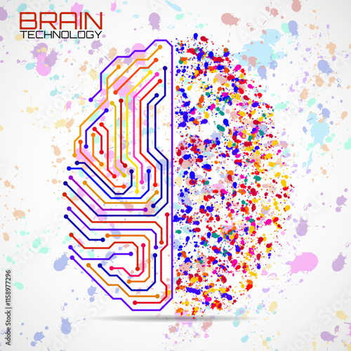 Left right human brain concept. Logic part and creative part, analytical vs creativity