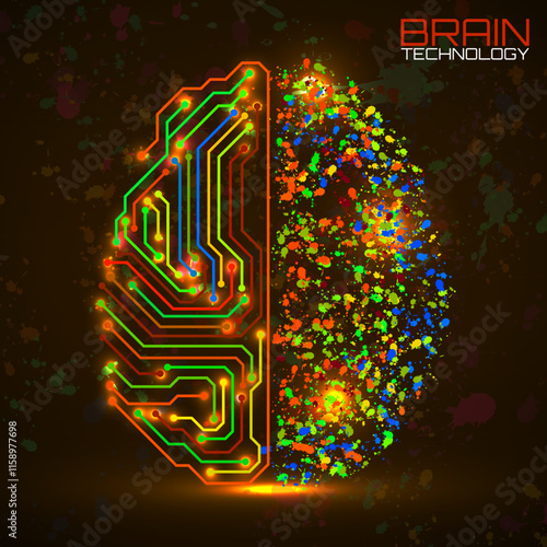 Left right human brain concept. Logic part and creative part, analytical vs creativity