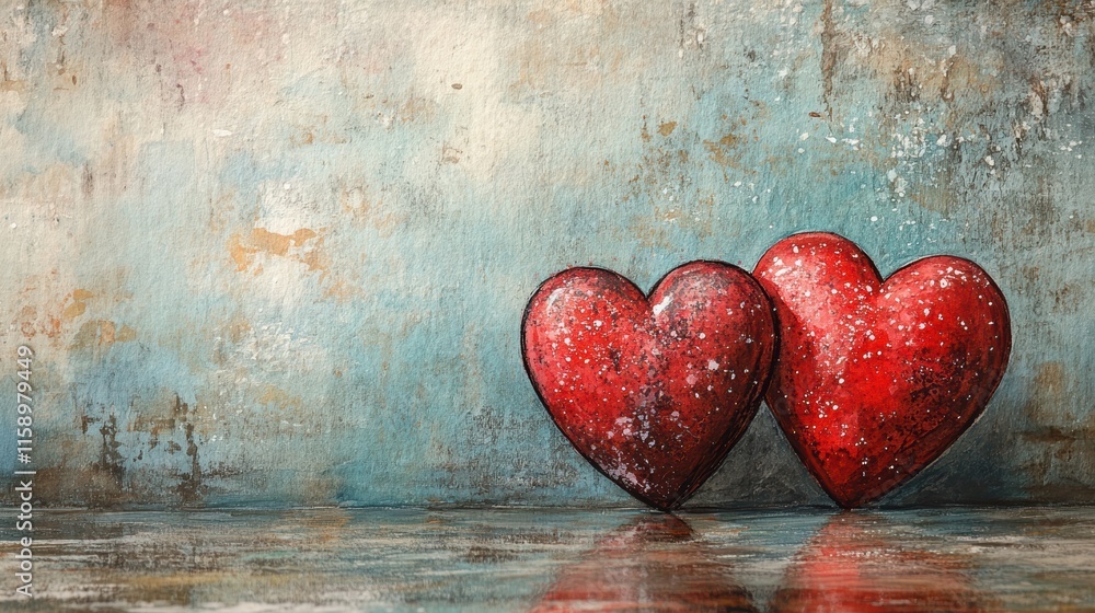 Celebrate rustic valentine love vibes with watercolor art cozy environment romantic copy space for text Celebrate rustic valentine love vibes with watercolor art cozy environment romantic copy space for text
