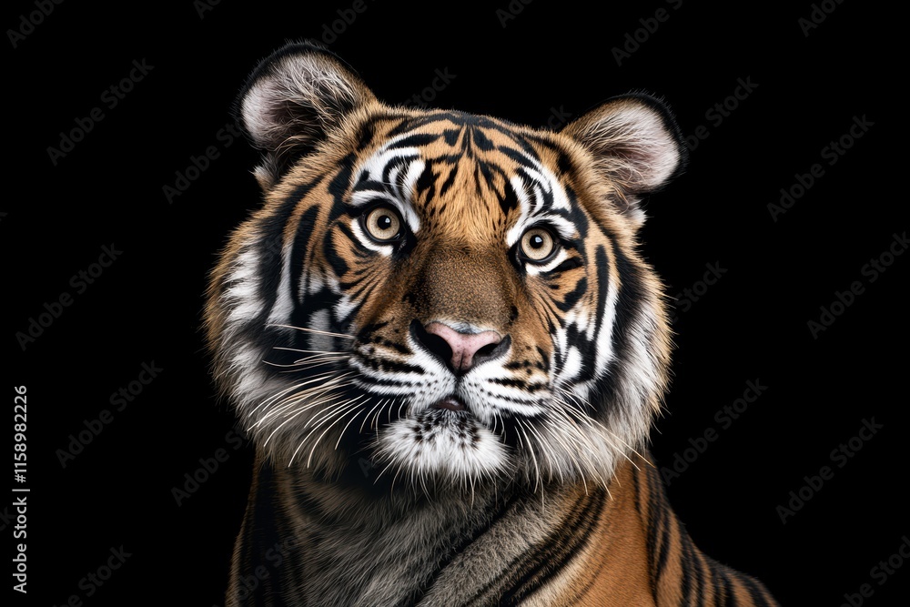 Obraz premium Striking close-up of a tiger's head revealing intense eyes and vibrant fur patterns