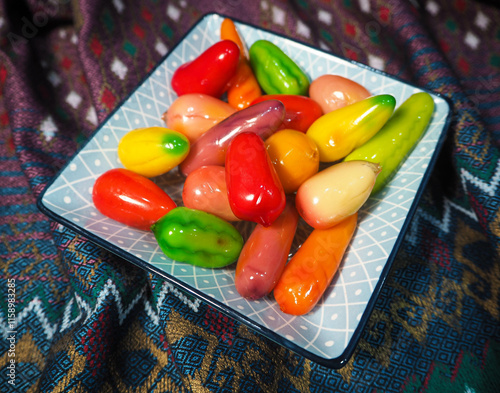 Thai Fruit Shaped Dessert 'Luk Chup photo