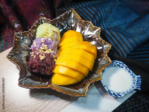 Traditional Thai Dessert with Mango and Sticky Rice 2