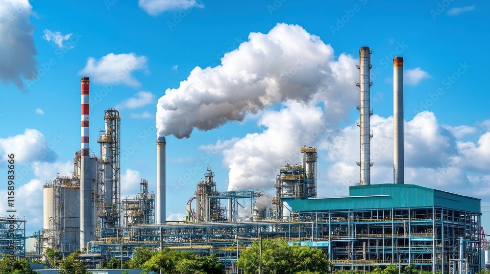 Obraz premium Emissions from Factories Near Amusement Park in Daylight