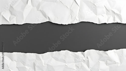 Ripped White Paper Frame on Dark Background