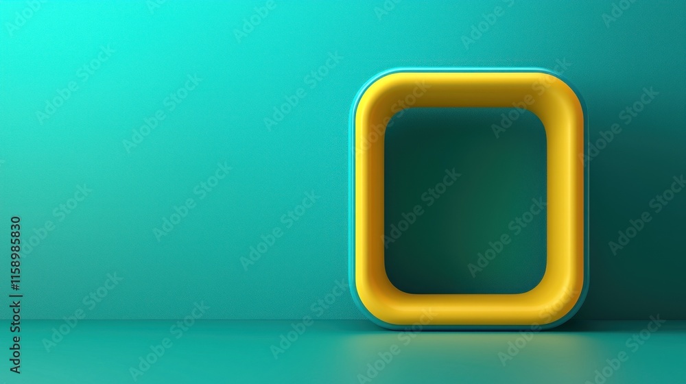 Teal background with yellow-teal square frame. Teal background with yellow-teal square frame.