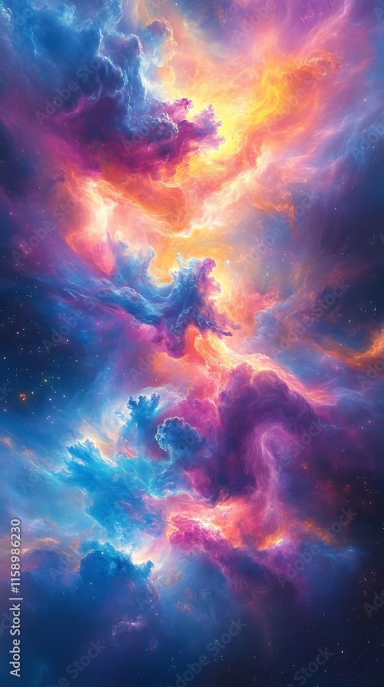 Ethereal light enhancing colorful clouds in vibrant sunset sky scene picture Ethereal light enhancing colorful clouds in vibrant sunset sky scene picture