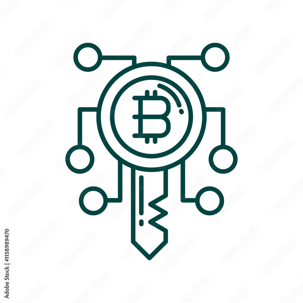Digital Bitcoin Key Icon. Cryptocurrency Security and Access Symbol Digital Bitcoin Key Icon. Cryptocurrency Security and Access Symbol