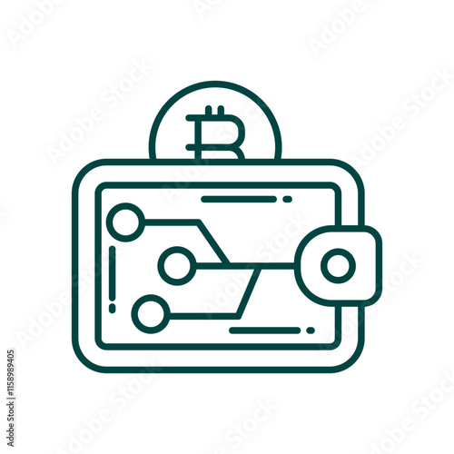 Crypto Digital Wallet Icon. Secure Cryptocurrency Storage and Transaction Symbol