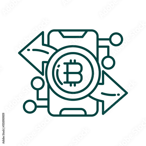 Bitcoin Transaction Icon. Smartphone and Bitcoin Symbol for Digital Payments