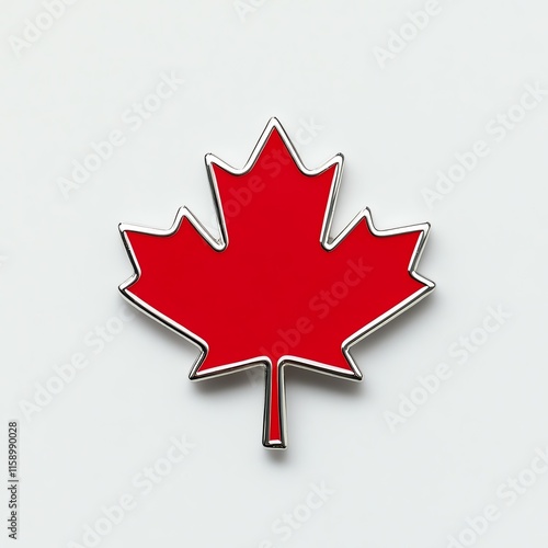 Red maple leaf emblem on a white isolated background. photo