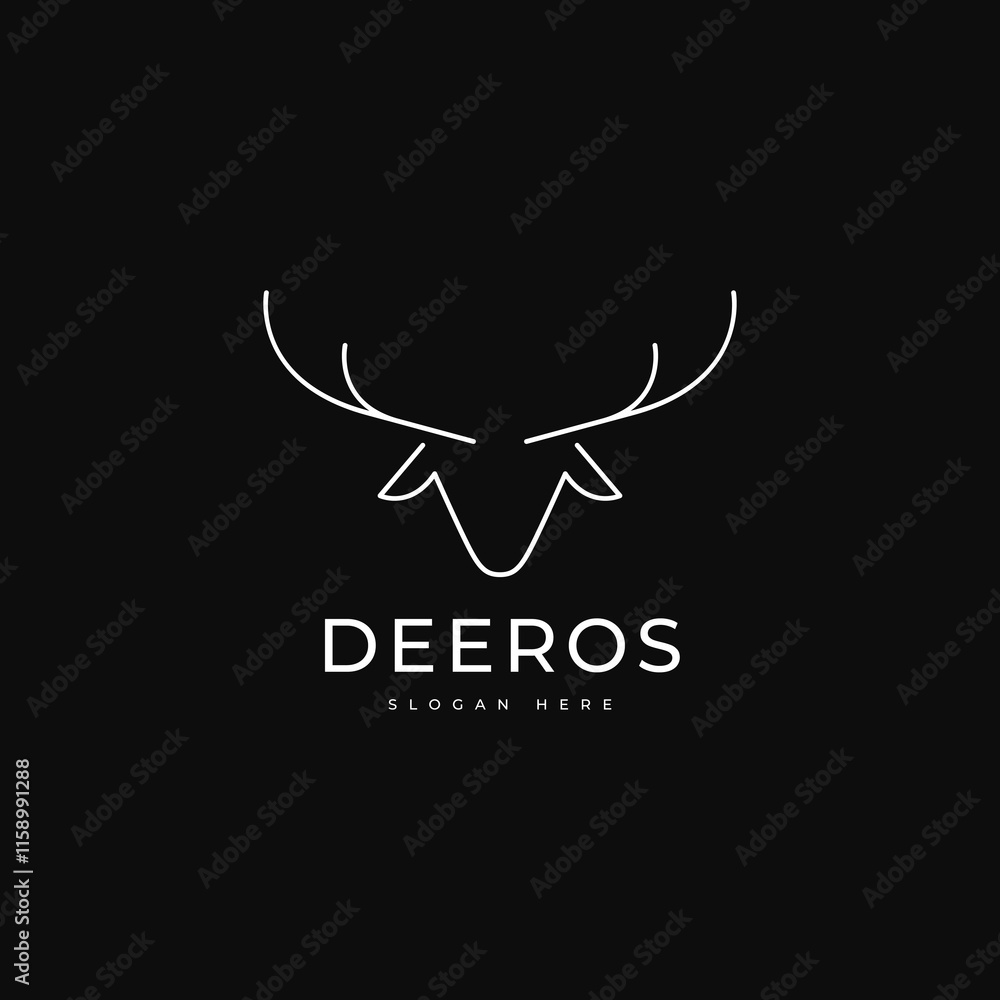 deer head adventure line logo design vector deer head adventure line logo design vector