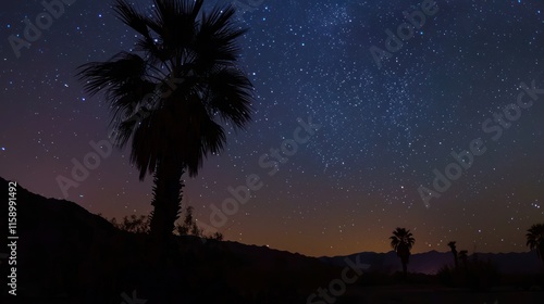 Palm Trees Silhouetted Against the Night Sky