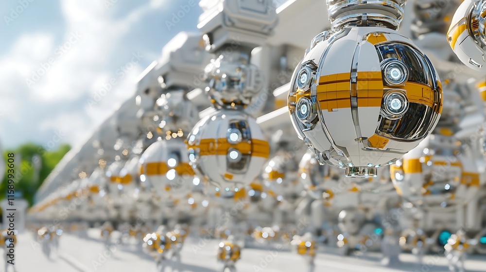 Futuristic Robots Drone Technology Sci Fi Cityscape Futuristic Robots Drone Technology Sci Fi Cityscape