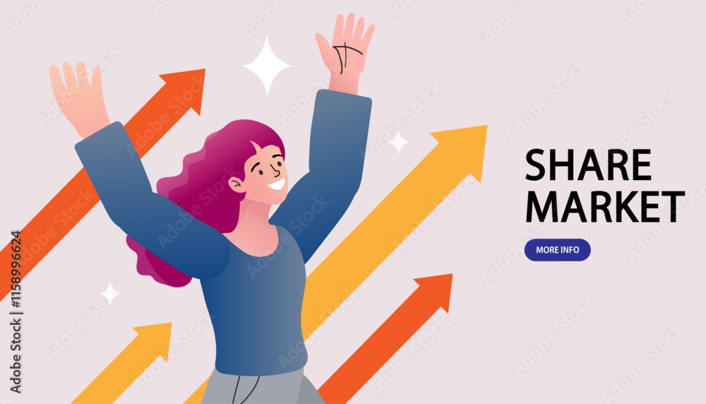 A cheerful woman celebrates business growth with a graph displaying increased profits, symbolizing financial success, investment achievements, and goal-oriented progress. A cheerful woman celebrates business growth with a graph displaying increased profits, symbolizing financial success, investment achievements, and goal-oriented progress.