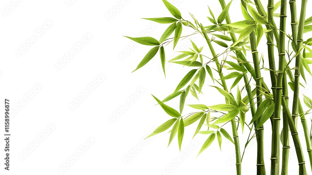 Fototapeta premium Lush Green Bamboo Forest Nature Background Botanical Illustration