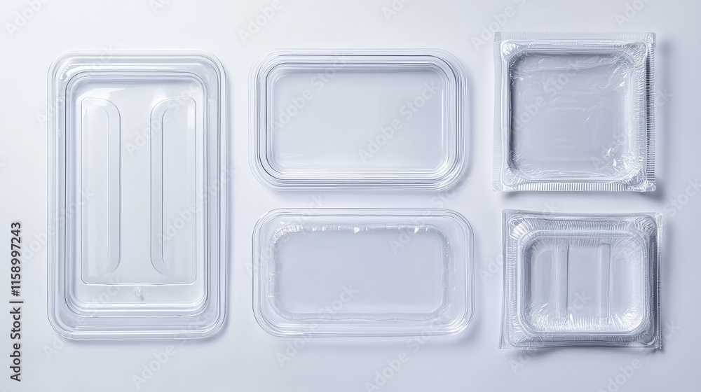 Set of plastic food tray mockups png isolated on transparent background. Realistic vector illustration of black rectangular, square, round and oval styrofoam containers covered with film. Top view Set of plastic food tray mockups png isolated on transparent background. Realistic vector illustration of black rectangular, square, round and oval styrofoam containers covered with film. Top view