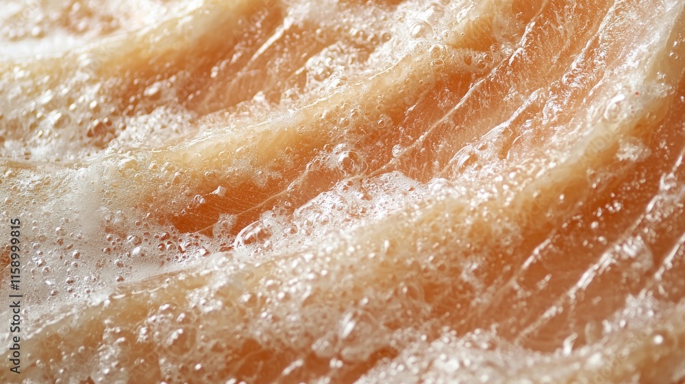 Close-up of salmon fillet with bubbles. Close-up of salmon fillet with bubbles.