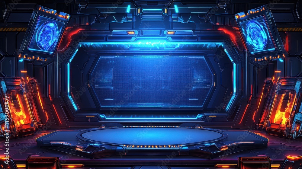 Obraz premium Futuristic Sci Fi Room Display Panel Technology