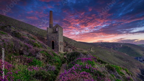 Sunset at Wheel Coates, North Cornwall, UK