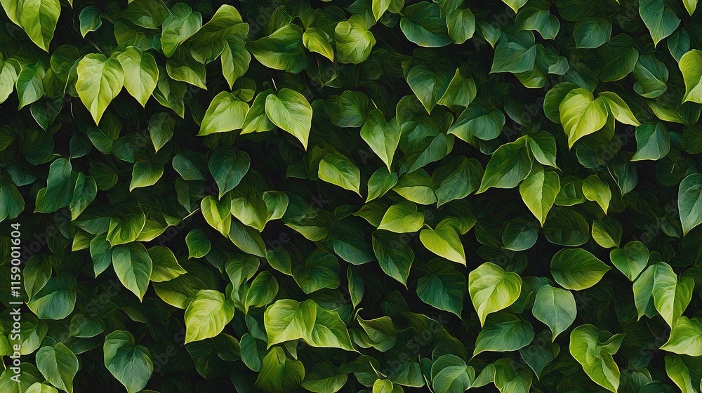 A photo of a lush green plant, focusing on its upper leaves A photo of a lush green plant, focusing on its upper leaves