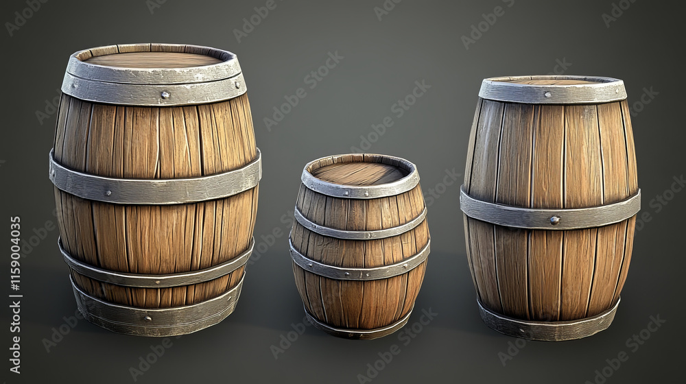 Vector 3d Realistic Wooden Barrel Lid for Storing Alcoholic Beverages Set. Brown Beer, Wine Wooden Barrels. High Detailed Wood Vector Barrel of Wine or Beer Icon. Top View Vector 3d Realistic Wooden Barrel Lid for Storing Alcoholic Beverages Set. Brown Beer, Wine Wooden Barrels. High Detailed Wood Vector Barrel of Wine or Beer Icon. Top View