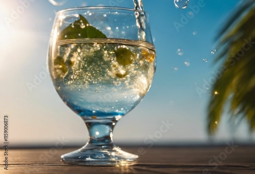 Wallpaper Mural Refreshing cocktail against a beach backdrop Torontodigital.ca