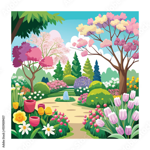 Mughal Garden vector illustration