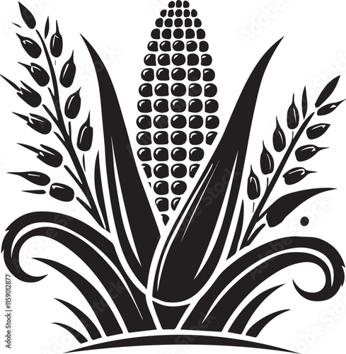 corn logo vector, corn vector illustration, corn silhouette vector black and white